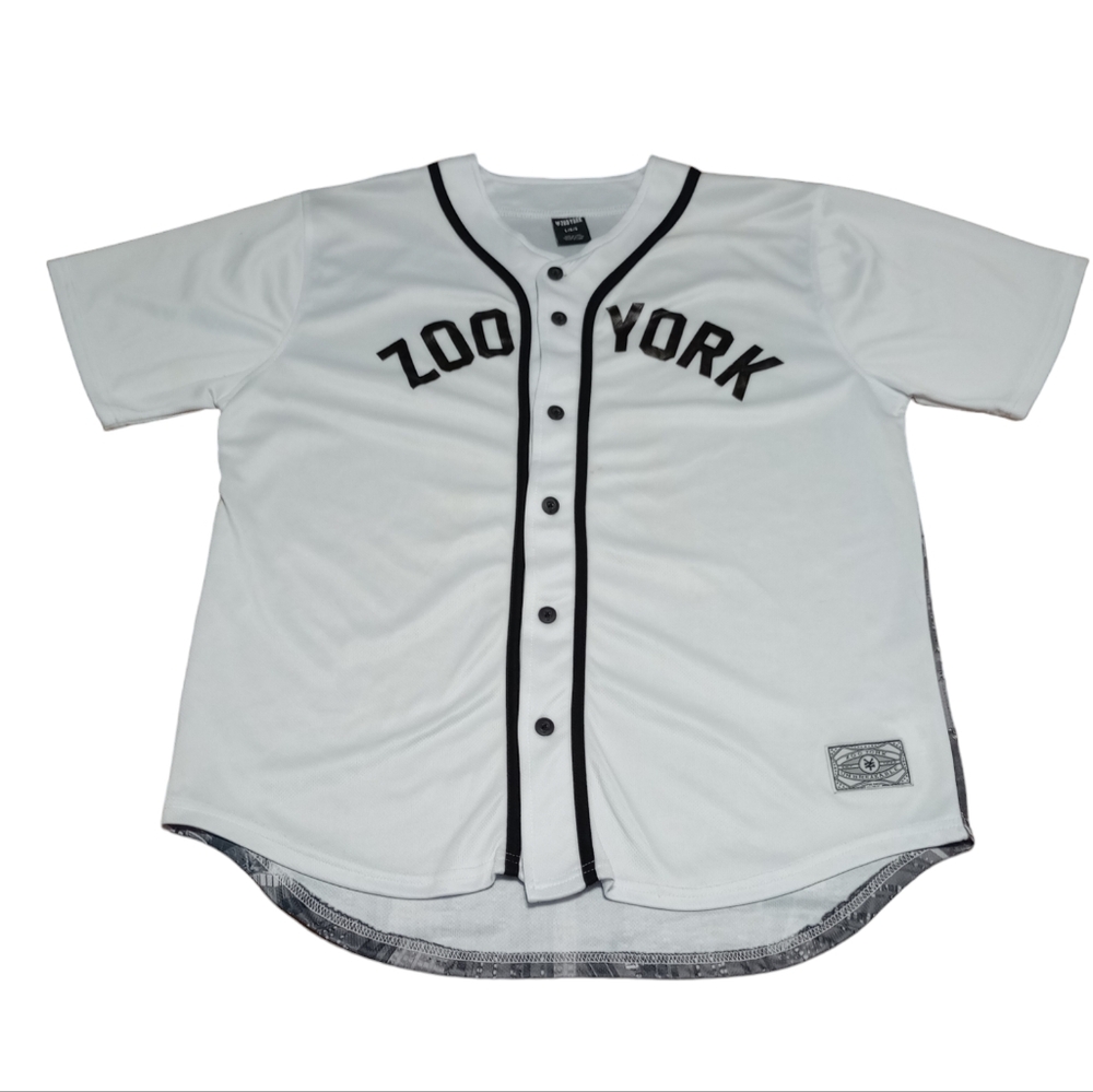 Zoo York 90's Street Wear Graffiti White Men's Baseball Jersey Size Large
